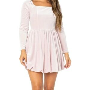 Celebrity Pink Blush Long Sleeve Dress